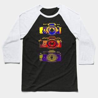 Vintage Camera Art with Asci Art Baseball T-Shirt